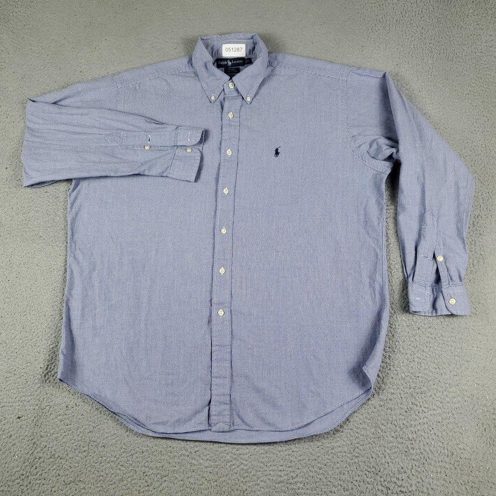 Ralph Lauren Shirt Mens Large Blue Pony Casual Button Up Long Sleeve